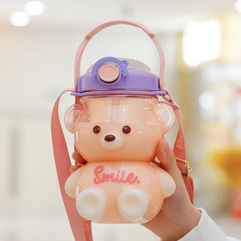 Cute Bear Sippy Water Bottle With Straw (1/1.4L)