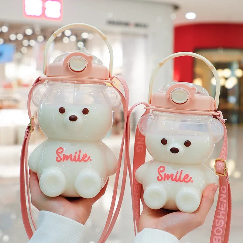 Cute Bear Sippy Water Bottle With Straw (1/1.4L)